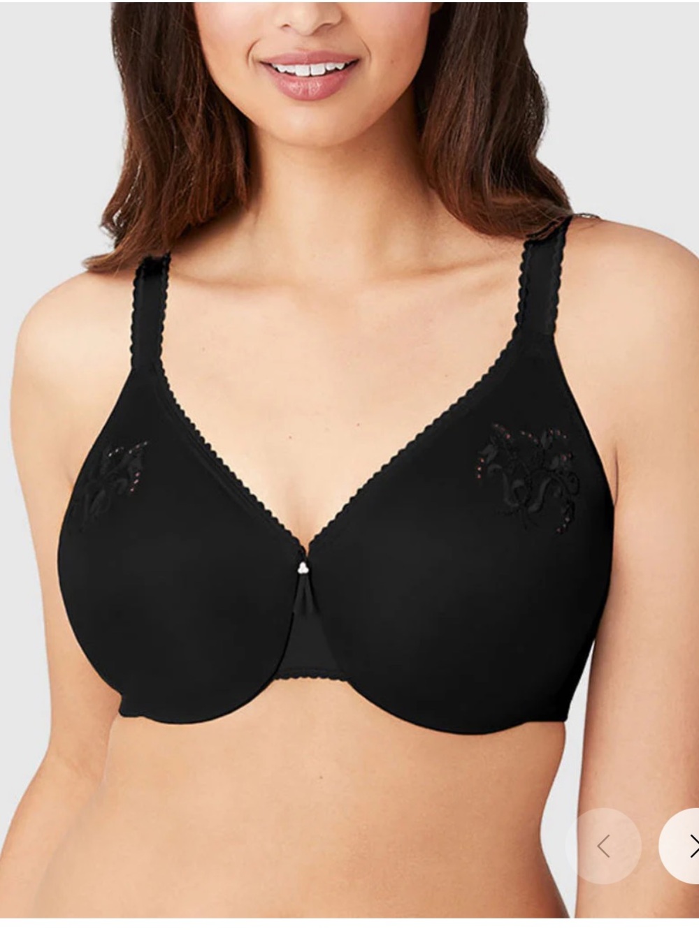 Wacoal Slimline Seamless Underwire Minimizer Bra 40D Black Comfort Classic 85154